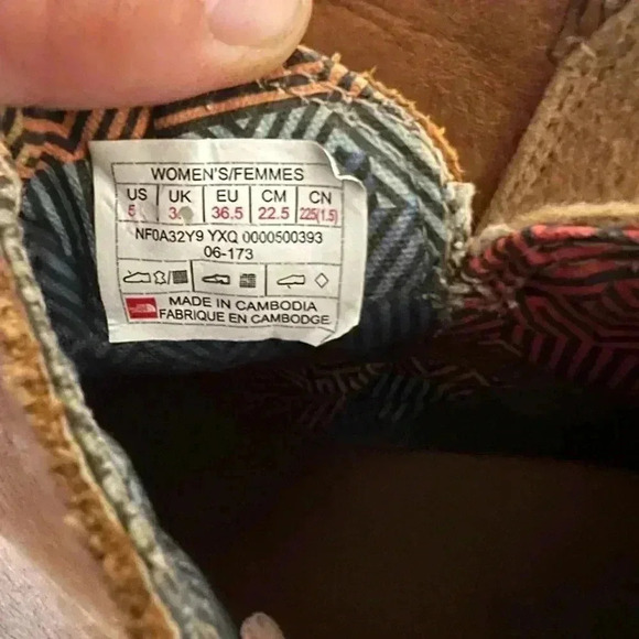 The North Face Bridgeton Women's Brown/Tan Leather Zip Ankle Boots Size 5 - Picture 8 of 9